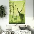 thumbnail image 3 of Antlers Decor Wall Hanging Tapestry, Male Deer On A Meadow With Trees And Crow Bird Woodland Mist Rural Green Country, Bedroom Living Room Dorm Accessories, 60 X 80 Inches, by Ambesonne, 3 of 5
