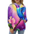 thumbnail image 4 of Vibrant Hummingbird Floral Art-1 Men's Women Vintage 3D Hooded Sweatshirt - All-Season Loose Fit Streetwear, 4 of 6