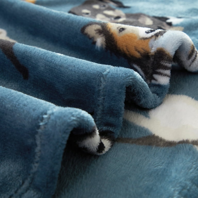 Mainstays Cozy Blue Dogs Plush Throw Blanket 50