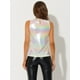thumbnail image 4 of Disfraz de Halloween Camiseta Sin Mangas Con Chaleco Brillante Metálico Para Mujer Blanco S Allegra K, 4 of 5