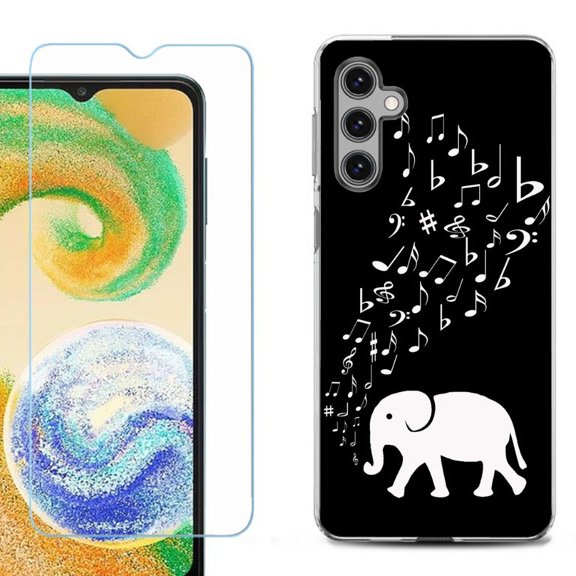 OneToughShield ® Compatible with Samsung Galaxy S24  S24 Plus, Shockproof Fashion Phone Case, with Tempered Glass Screen Protector - Elephant Music