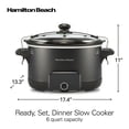 thumbnail image 6 of Hamilton Beach® Ready, Set, Dinner Slow Cooker, Temperature Probe, 6 Quart Capacity, Matte Black, 33868, 6 of 6