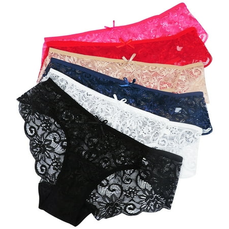 

Lyacmy Sexy Lace Underwear for Women Invisible Seamless Cotton Panties for Women Half Back Coverage Womens Panties Bikini 6Pack