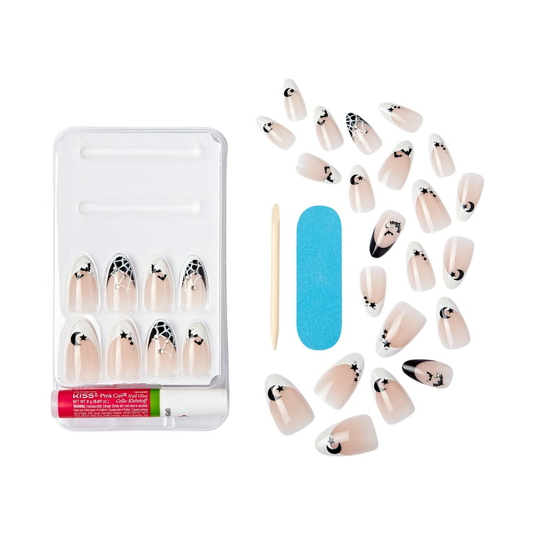 KISS Voguish Fantasy Halloween Nails, Black & White, Medium