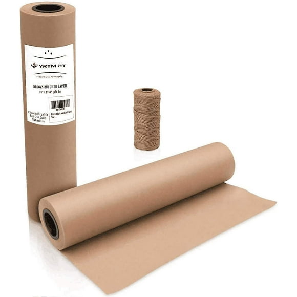 Brown Kraft Butcher Paper Roll - Natural Food Grade Brown Wrapping Paper For Bbq Briskets, Smoking Wrapping Meats, 18inch X 2100inch (176 Ft) - Unbl