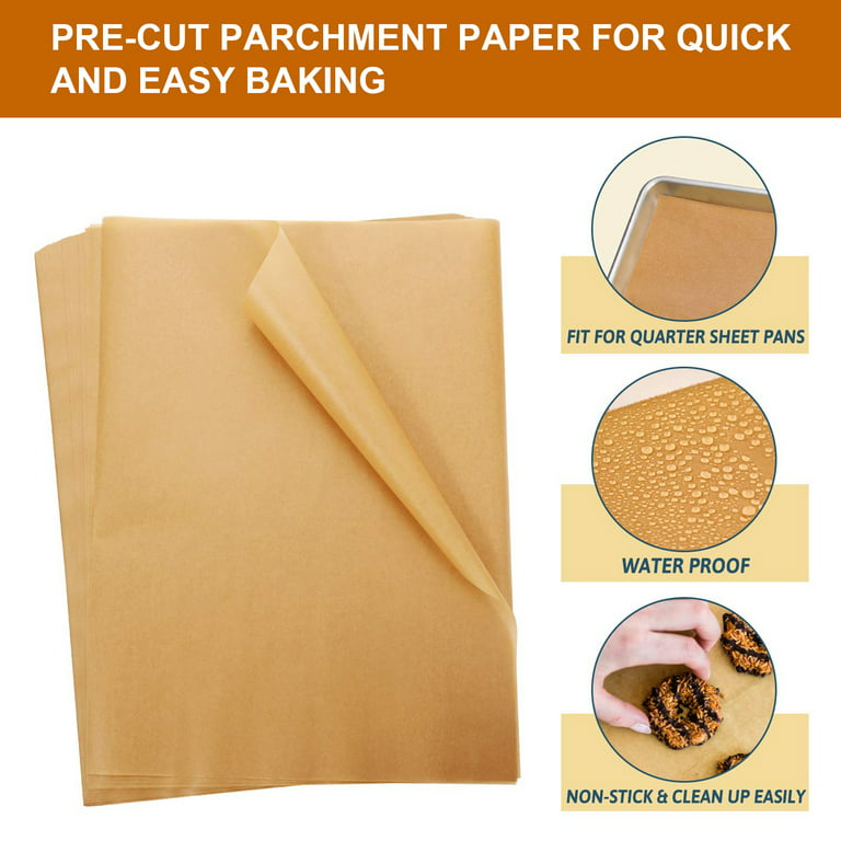 Semfri 100 Pcs Heavy Duty Unbleached Parchment Paper 12x16 inches Non-Stick  Precut Baking Parchment Paper Sheets for Baking Cookies Cooking Frying Air