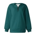 thumbnail image 4 of Babysbule Womens Pullover Fall Solid Sweatshirts Casual Winter Lapel Zip Up Pullover Long Sleeve Quarter Zip Hoodie, 4 of 6