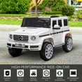 thumbnail image 6 of Kids Bikes Aosom 12V Kids Electric Car, Mercedes Benz G500 Licensed Battery Powered Ride on Truck for Kids with Remote Control, Headlights, Music, Suspension & Storage for Boys and Girls, White,Kids, 6 of 9