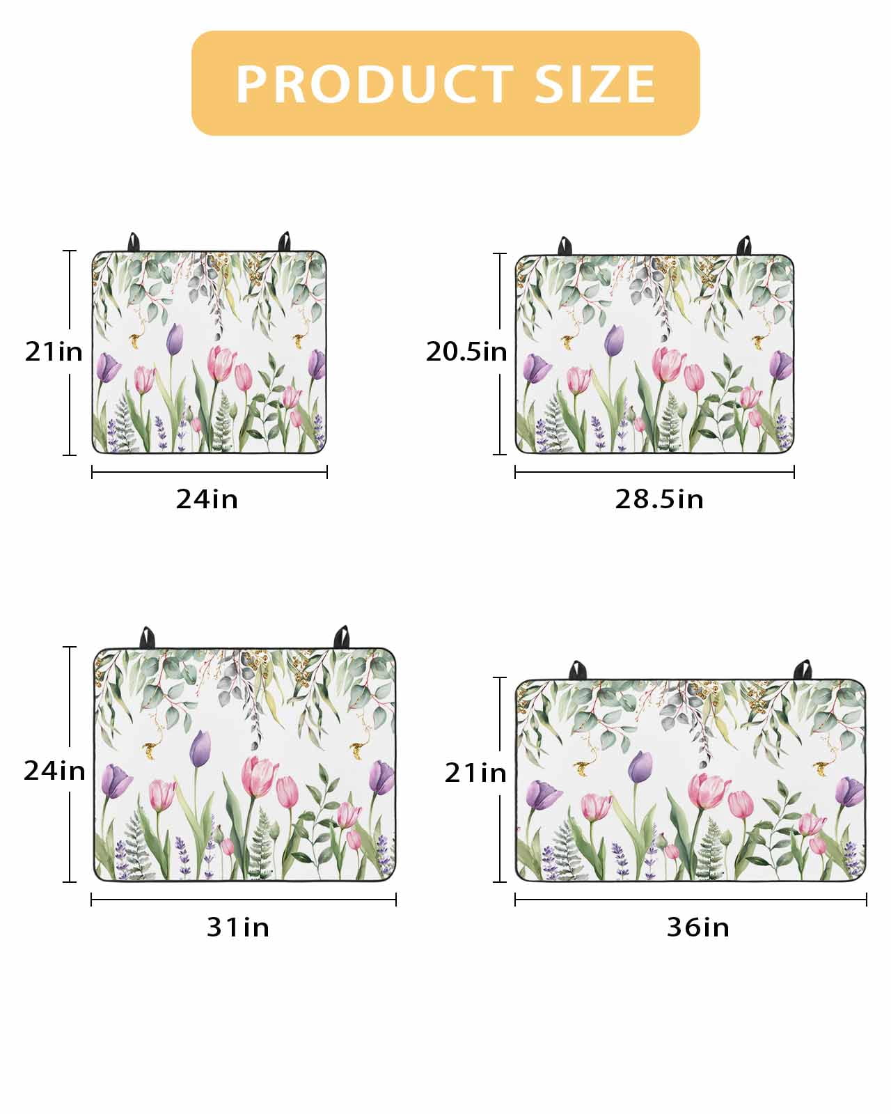 Large Induction Cooktop Protector Mat Pink Tulips Stove Top Covers for Electric Stove, Spring Floral Green Eucalyptus Leaves Decorative Stove Burner Cover Mats, Glass Top Stove Cover