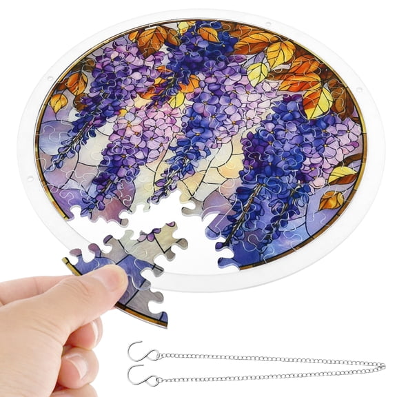Grusce Acrylic Puzzle Suncatcher Window Hanging 8 Inch Sun Catcher Acrylic Puzzle Garden Decoration for Women Men Mom Birthday Present Home Decor