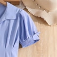 thumbnail image 5 of RTKFRFLM Girls Summer Short Sleeve Shirt Dress with Lapel Collar Kids Simple Solid Color Pleated A-Line Gown Toddler Elegant Preppy Style School Uniform Dress Soft Breathable Cotton Outfits, 5 of 6