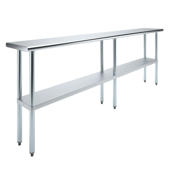 AmGood 14 in. x 96 in. Stainless Steel Table | Metal Utility Kitchen Prep Work Table | NSF