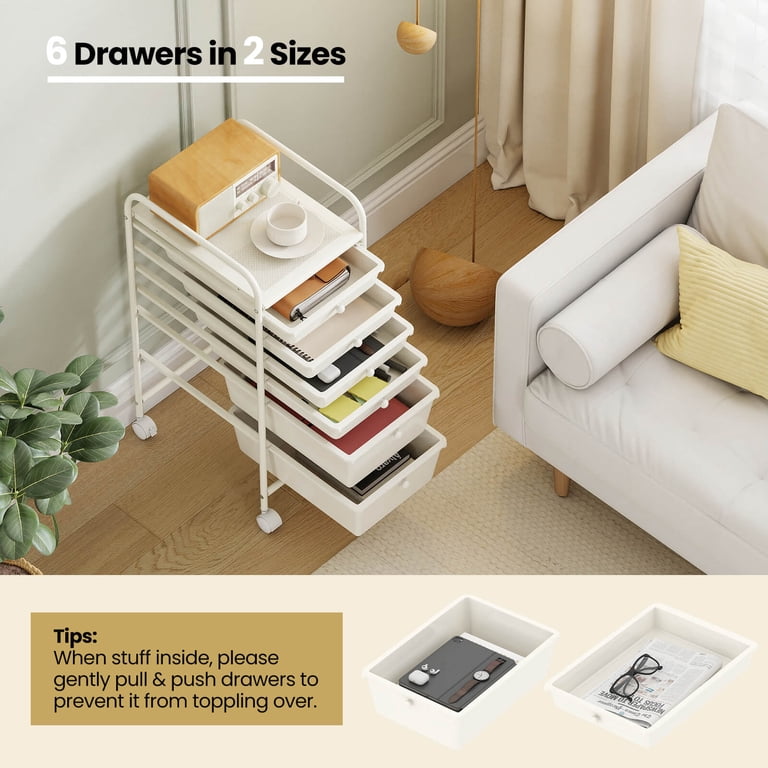 Costway 6-Drawer Rolling Storage Cart, White photo 8