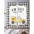 thumbnail image 3 of Sweet Honey Bee Sheer Curtains 96 Inch Long 2 Panels, Yellow Plaid Truck Daisy Flower Honey Farm Light Filtering Rod Pocket Curtains, Sheer Voile Drapes for Living Room Bedroom, 52"x96", 3 of 8