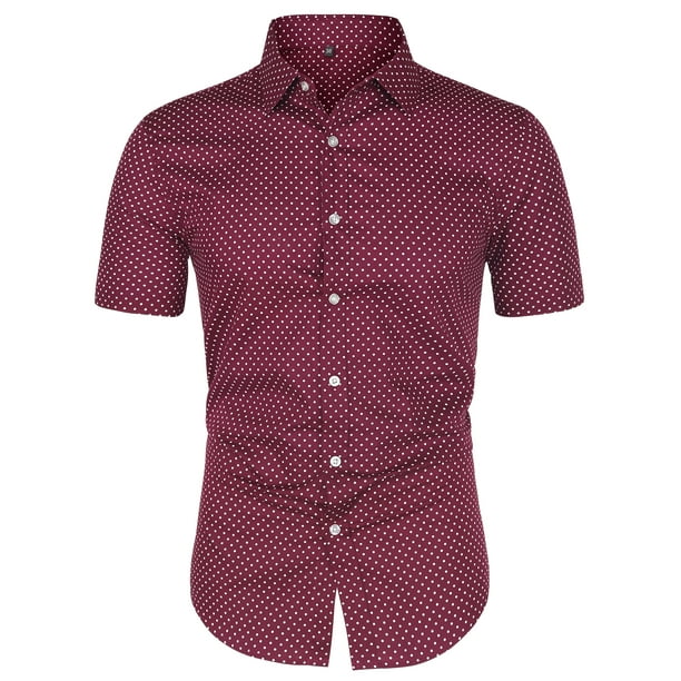 CamiDe ManCorDe Algodon EstampaCon Lunares Y Botones PaHombre Borgo46 uxcell Camisa Walmart en linea