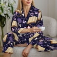 thumbnail image 6 of Honeii Lavender Flowers print Women's Pajama Sets Long Sleeve Button Down Sleepwear Nightwear Soft Pjs Lounge Sets-Medium, 6 of 7