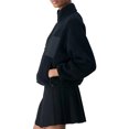 thumbnail image 3 of Bexdxz Women's Full Zip Sherpa Fleece Jacket, Stand Collar Fuzzy Plush Zip Up Outerwear with Zipper Pockets, Warm Casual Long Sleeve Coat for Fall Winter Outdoor Activities Black S, 3 of 5
