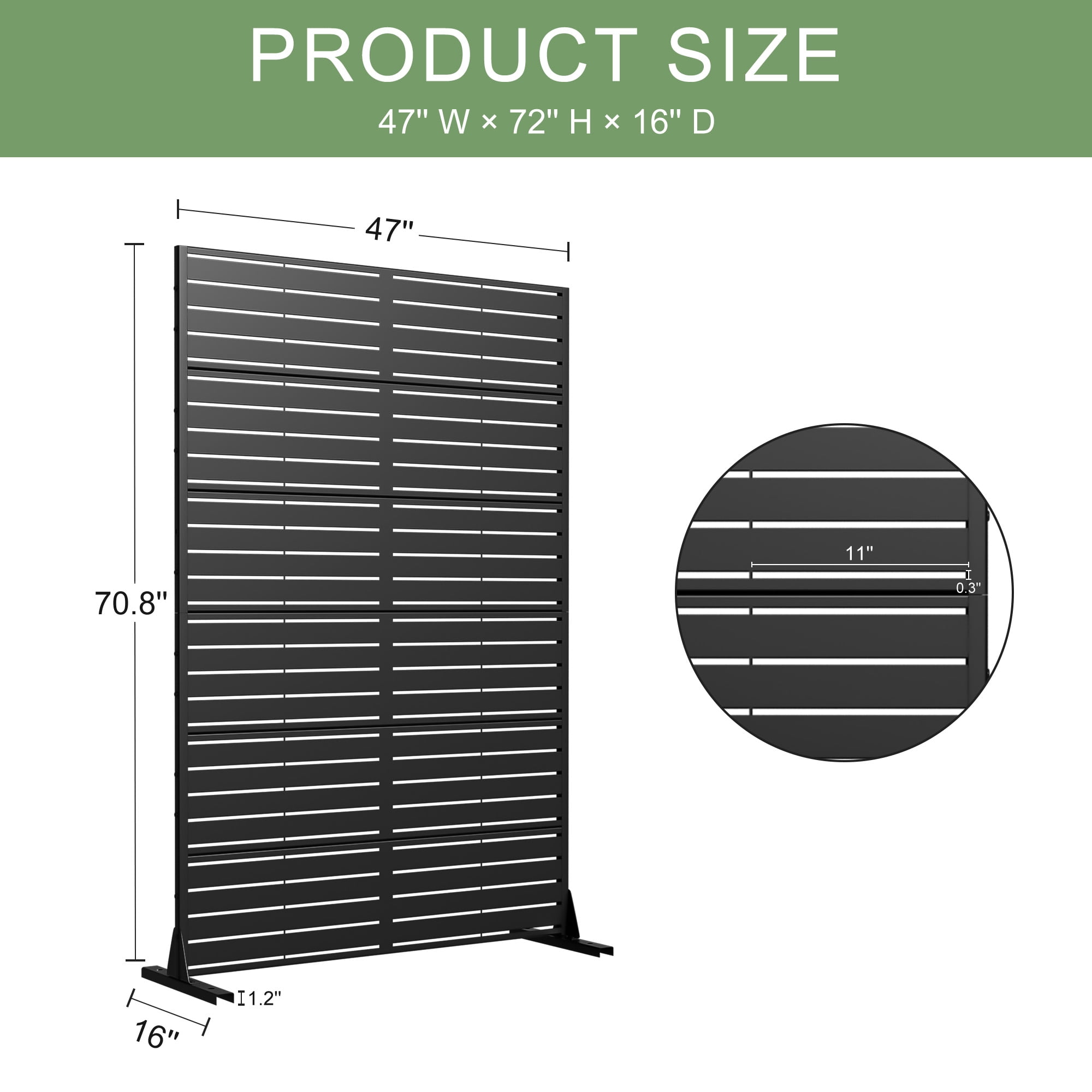 MAYEERTY 72" x 47" Privacy Screen Fence, Heavy Duty Fence Privacy Screen Outdoor