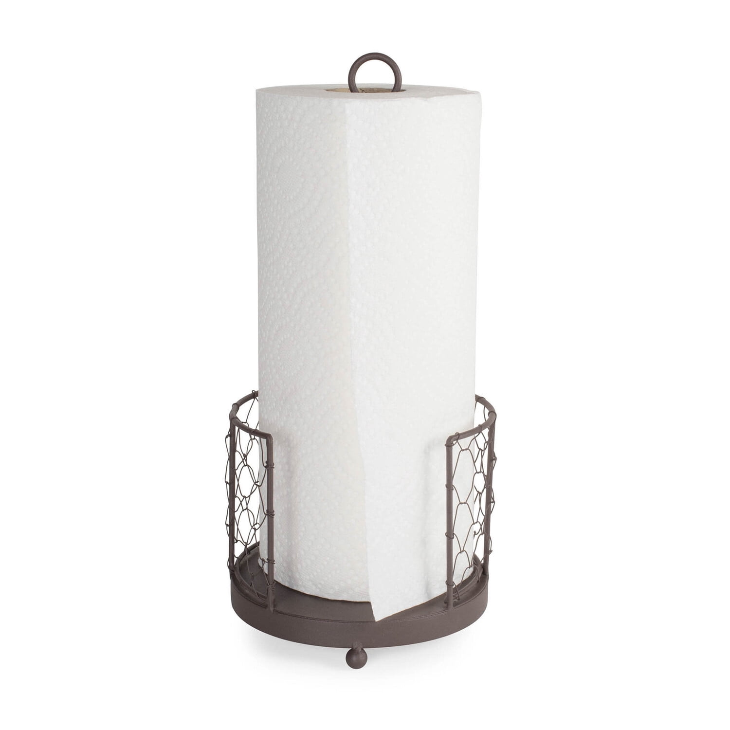 DII Metal Kitchen Storage Collection Farmhouse Stand Chicken Wire Paper Towel Holder, Rustic Bronze