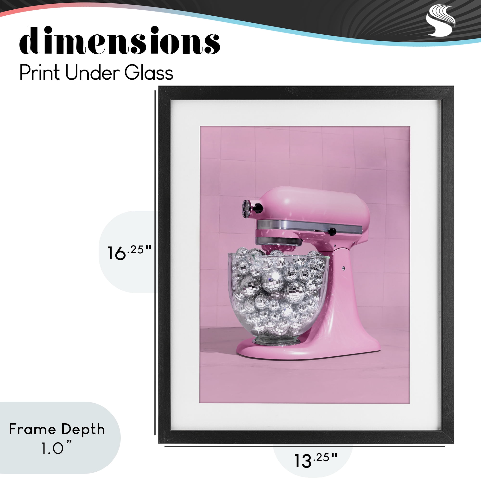 Stupell Industries Disco Kitchen Mixer over Pink Black Framed Print Under Glass, design by LISH Creative