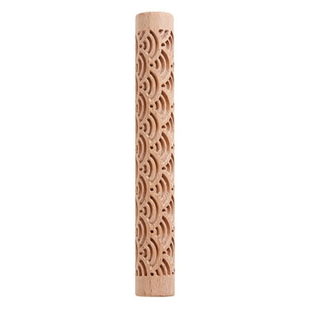 

Embossing Rolling Pin Christmas Theme Pattern Engraved Wooden 3D Roller Tools