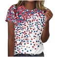 thumbnail image 2 of Qingpeng American Flag Shirts for Women 4th of July Patriotic T-Shirt Women's Independence Day Short Sleeve Printed Casual Short Sleeve Crewneck Tops Size S-5XL, 2 of 6