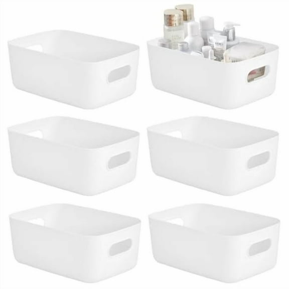 Set Of 6 Plastic Storage Bins,11.8×7.9×4.7" Versatile Kitchen Pantry Organization and Storage for Shelves Drawers Pantry Closet Classroom Bathroom