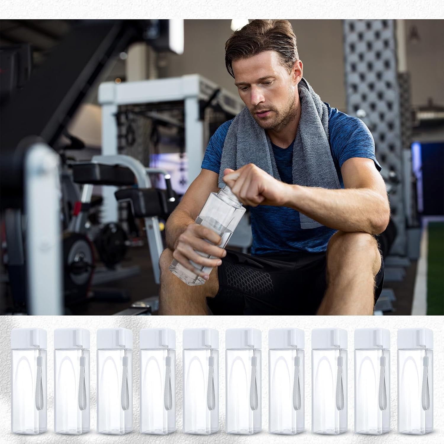 30 Pcs Water Bottle Bulk 17 oz Plastic Sports Water Bottles for Kids Adults Reusable Leak Proof Portable Drink Container Large for School Classroom Travel Camping Fitness Office(White)