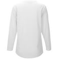 thumbnail image 5 of MHFRRA Camiseta de Manga Larga con Cuello En V para Mujer, Blusa Informal de Vacaciones con Botones, Blusa Básica de Color Puro para Primavera y Otoño Blanco, 5 of 5
