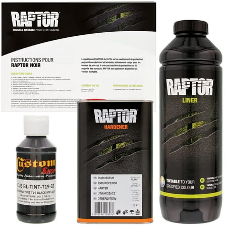 Raptor Black Metallic Urethane Spray-On Truck Bed Liner Texture Coating, 1 Liter