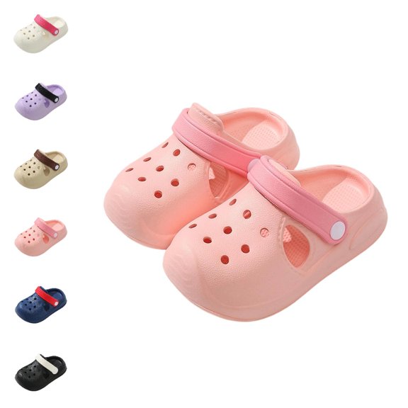 GPOECD Girls Clogs Slip On for Indoor Outdoor Wear Lightweight Soft Sole Kids Footwear Breathable Comfortable Kids Slippers Girls,Pink,6-12 Months