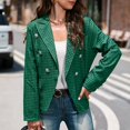 thumbnail image 3 of Chaquetas de oficina para mujer, estampado a cuadros, manga larga, cuello vuelto, elegante abrigo de traje para primavera y otoño, verde S, 3 of 6