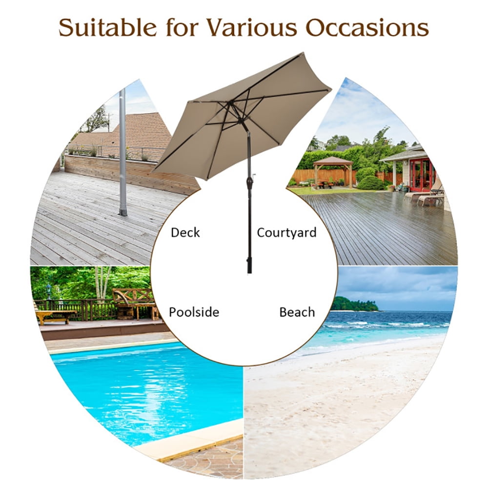 Aimee Lii 10 Feet Outdoor Patio Umbrella with Tilt Adjustment and Crank, Sunbrella Patio Umbrellas, Tan