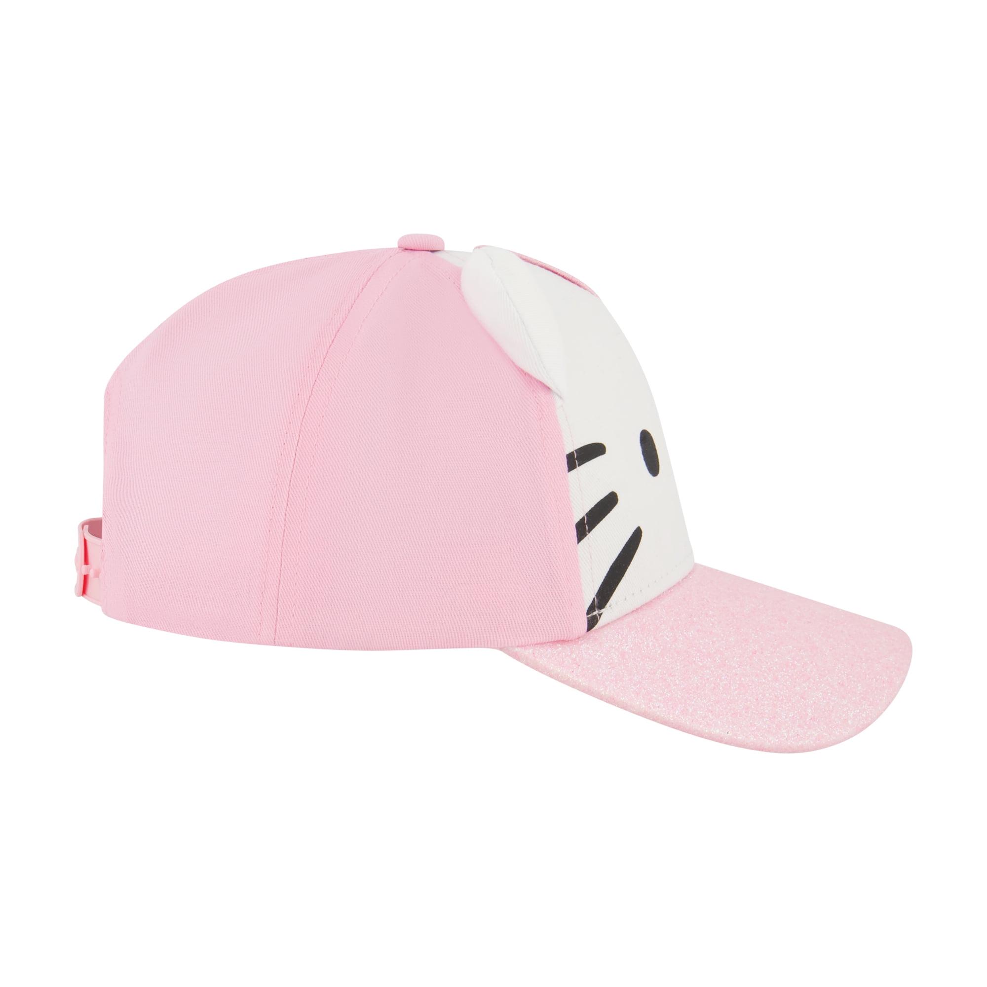 Hello Kitty Girls Character Cosplay Hat with 3D Ears, Pink Sparkles/White, One Size Fits Most