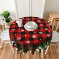 thumbnail image 3 of Christmas Tablecloth Round 60 Inch Red and Black Buffalo Check Plaid Holiday Farmhouse Table Cloth Water Resistant Fabric Table Covers for Kitchen Dining Small Tablecloth for Party Home Decor, 3 of 5