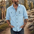 thumbnail image 5 of Men's Casual Long Sleeve Shirt with Turn-Down Collar, Button Front, and Pockets, 5 of 6