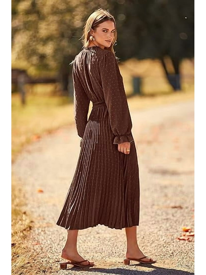 prettygarden women 2025 fall midi dress PRETTYGARDEN Women's Casual Midi Dresses Square Neck Short Sleeve Smoc main image 0