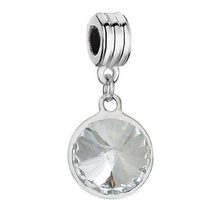 - Sexy Sparkles April Birthstone charms Dangling Spacer Beads for Bracelets or Necklace European Compatible