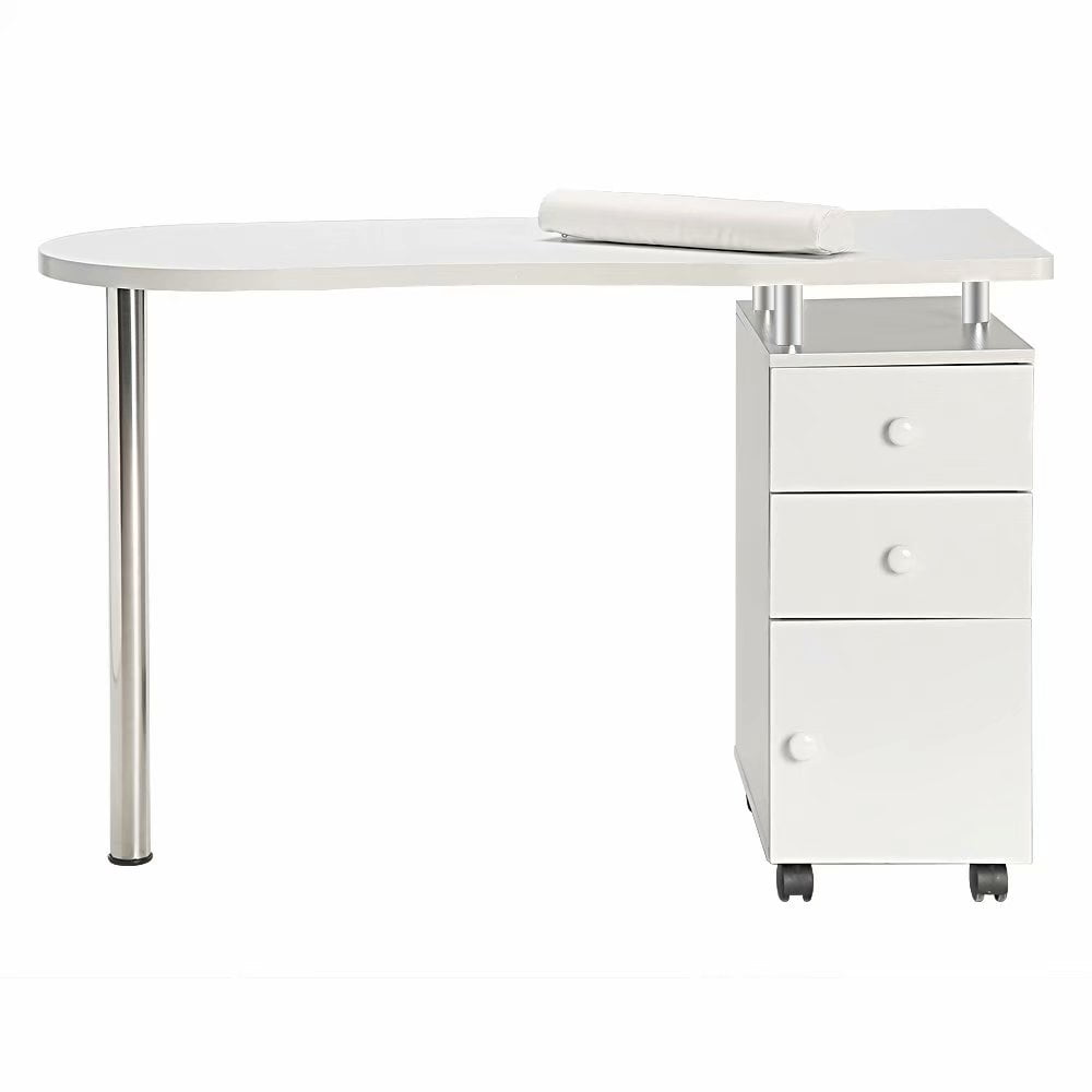 Manicure Nail Table with Drawer White