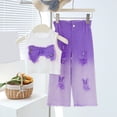 thumbnail image 2 of Wxirdiow Baby Girl Summer Outfit Girls Outfits 2 Piece Bow Sleeveless Tank Tops and Cargo Pants Set Clothes for Kids Purple Size,3-4 Years, 2 of 4