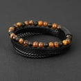thumbnail image 6 of Layered Leather Beads Bracelets for Men,Braided Leather Tiger Eye Lava Rock Stone Bracelets for Men with Stainless Steel Magnetic Clasp Mens Leather Beaded Bracelets Jewelry Anxiety Stress Relief Gift, 6 of 7
