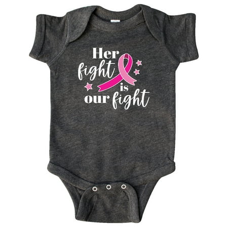 

Inktastic Breast Cancer Awareness Her Fight is our fight Gift Baby Boy or Baby Girl Bodysuit