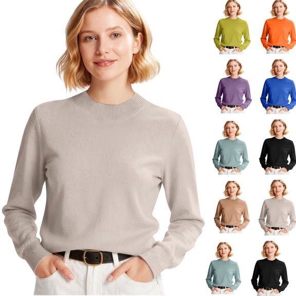 Sweaters for Women Long Sleeve Crew Neck Soft Warm Pullover Tops Lightweight Knit Sweater Black L