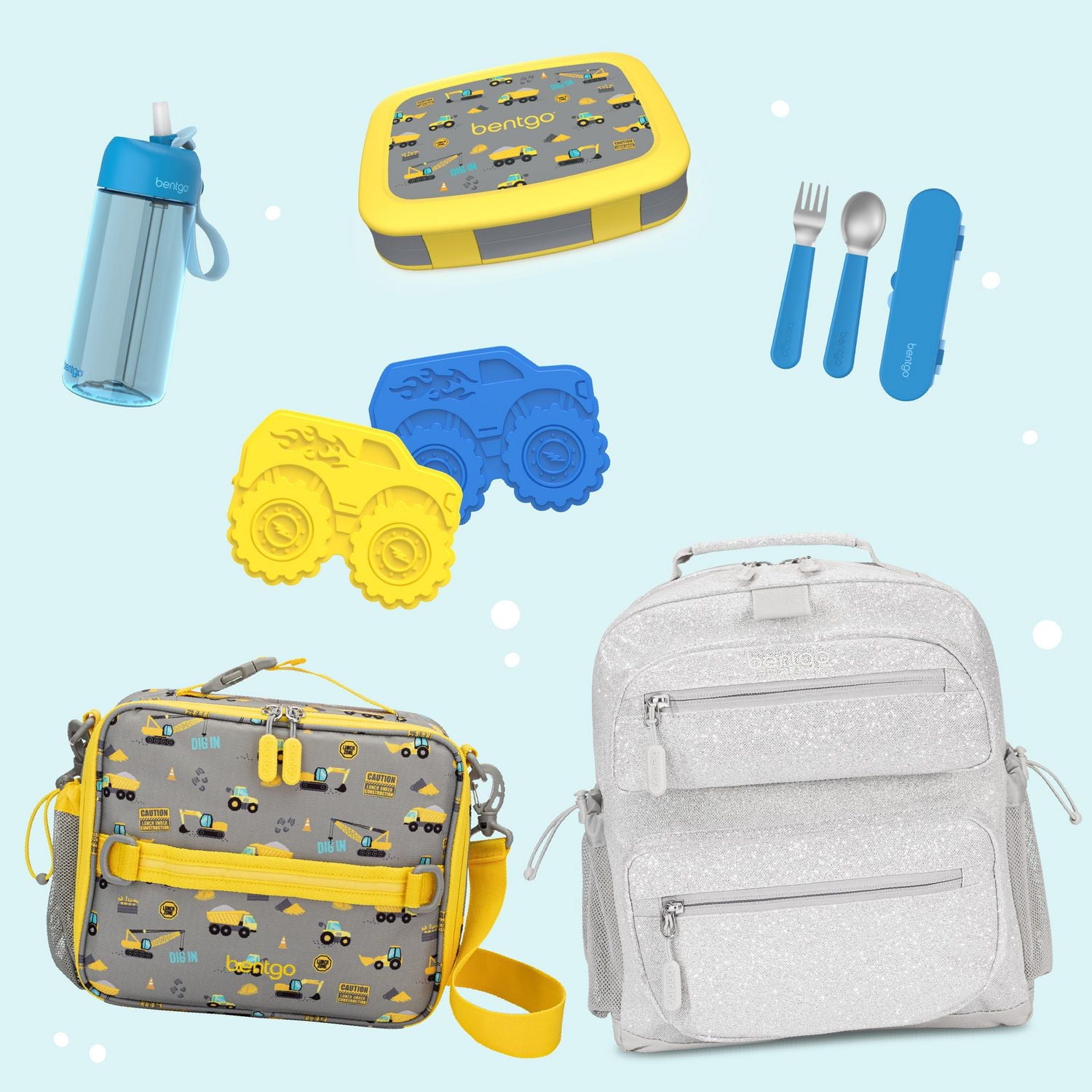 Bentgo Kids Prints Leak-Proof, 5-Compartment Bento-Style Kids Lunch Box - BPA-Free, Dishwasher Safe, Food-Safe Materials (Construction Trucks)