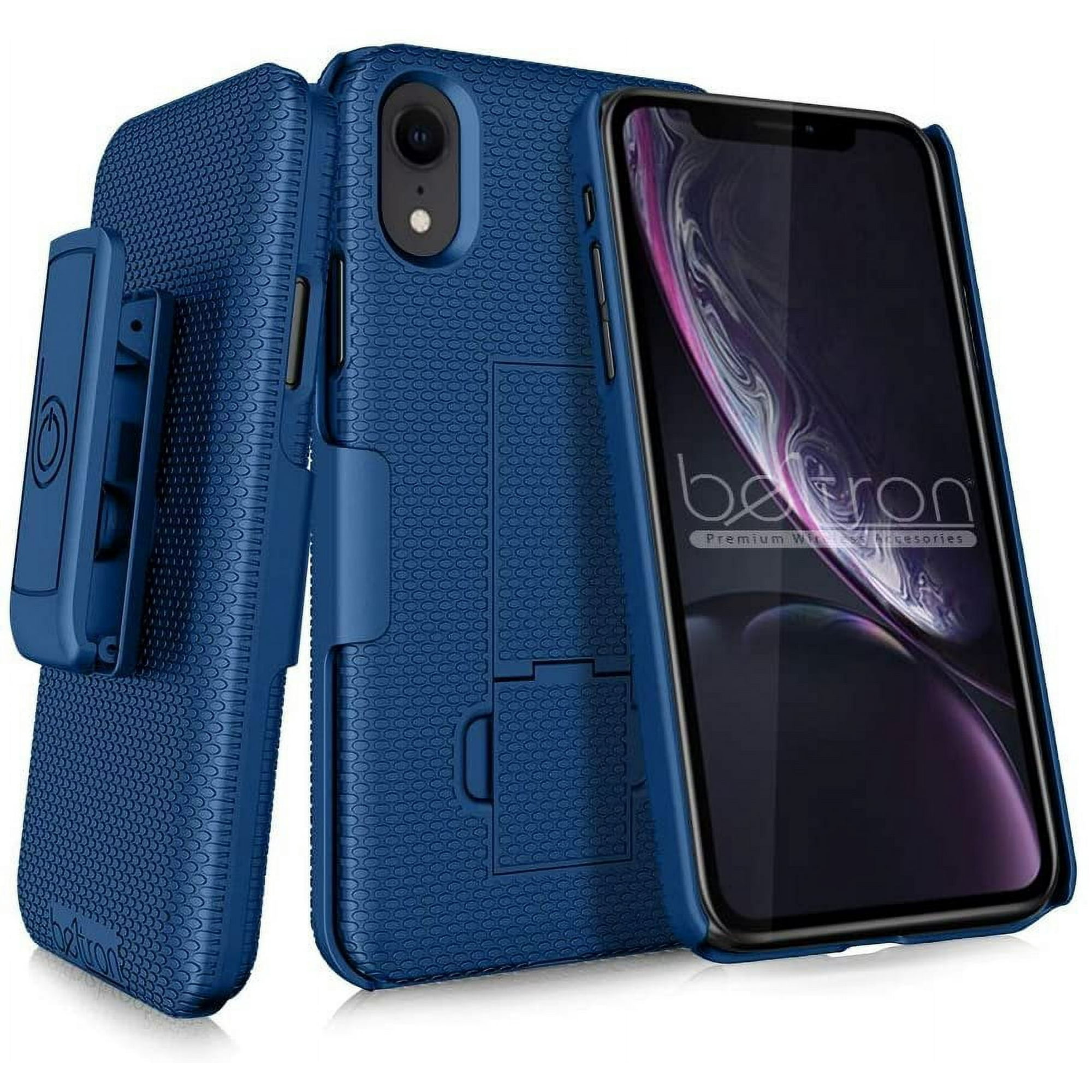 BELTRON Case with Belt Clip for iPhone XR, Slim Protective Belt Clip Slider Case Shell/Holster Combo with Built-in Kickstand Blue