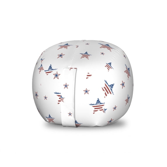4th of July Storage Toy Bag Chair, American Flag Old Glory Design with Stars and Stripes Pattern Patriotic Image, Stuffed Animal Organizer Washable Bag, Small Size, Multicolor, by Ambesonne