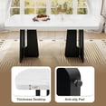thumbnail image 6 of Euroco 6 Piece Dining Table Set for 6, 63" Modern Faux Marble Kitchen Table & 4 Upholstered Chairs Set with Solid Wood Frame and 1 Bench,Suitable for Dining Room,Home,White + Gray, 6 of 10