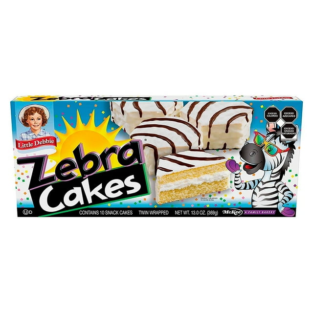 Little Debbie Zebra Cakes, Pastelitos de Vainilla, Glaseado y Chocolate, 10 Pzas, 369g