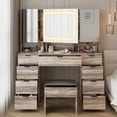 thumbnail image 4 of Ktaxon Large 47.24" Makeup Vanity Table Set with Hidden Storage, 9-Drawer Dressing Table, Bedroom Makeup Table, Gray, 4 of 10
