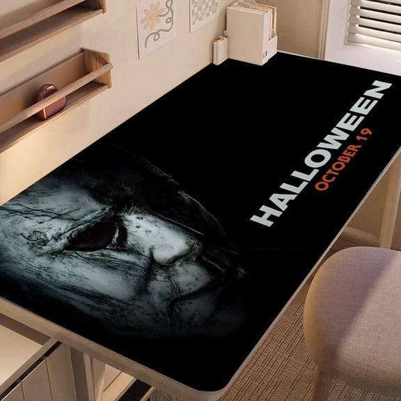 Horror Movie Michael Myers-themed extra-large Non-Slip Base leather Desk Table mat—versatile for computer desks, dining tables, and more.12"x24"(30X60cm）
